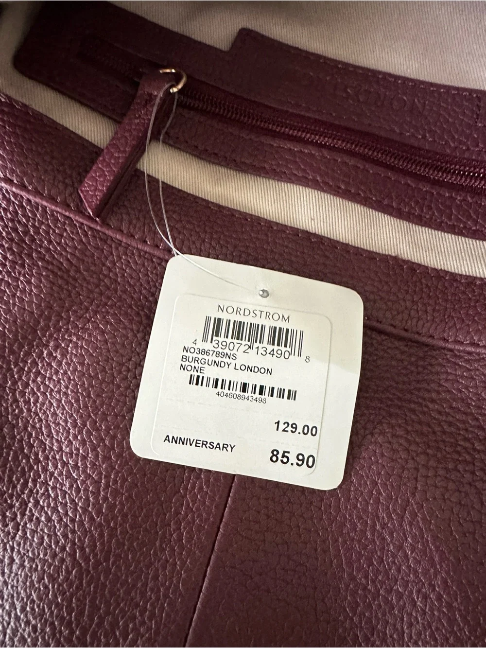 NWT Nordstrom Plum Leather Fold-Over Clutch, No Strap